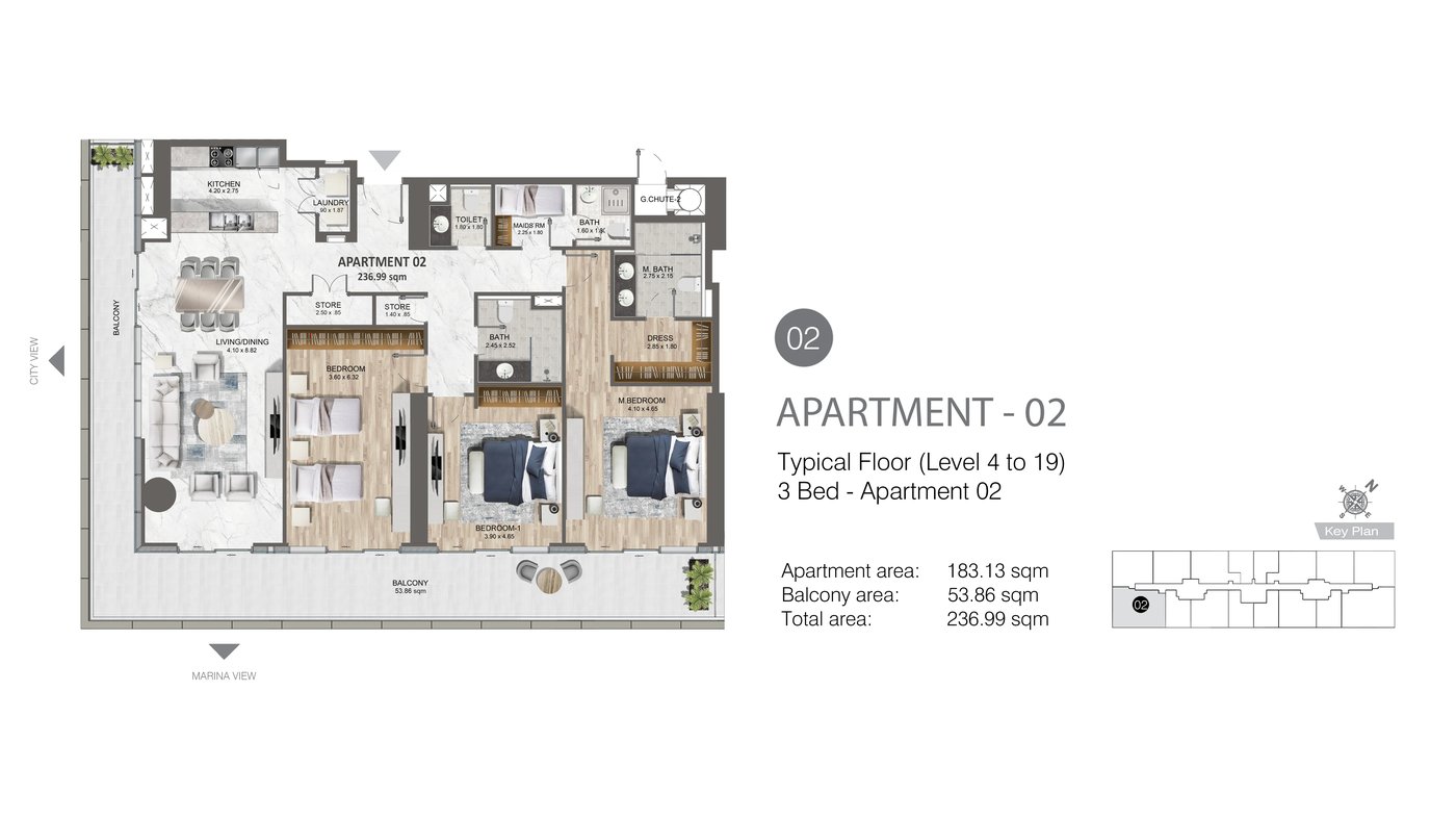 3 Bedroom floor plan