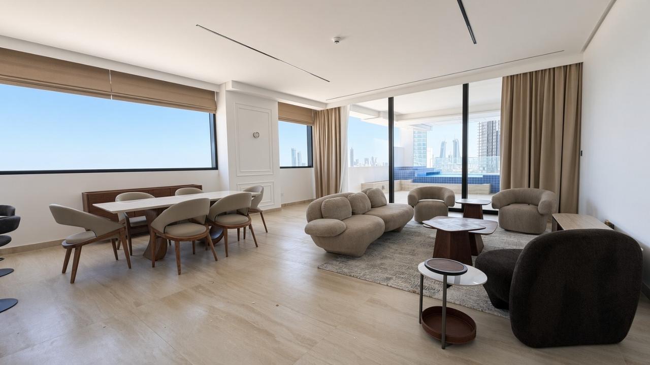 Three-Bedroom Apartment with Water View and Study