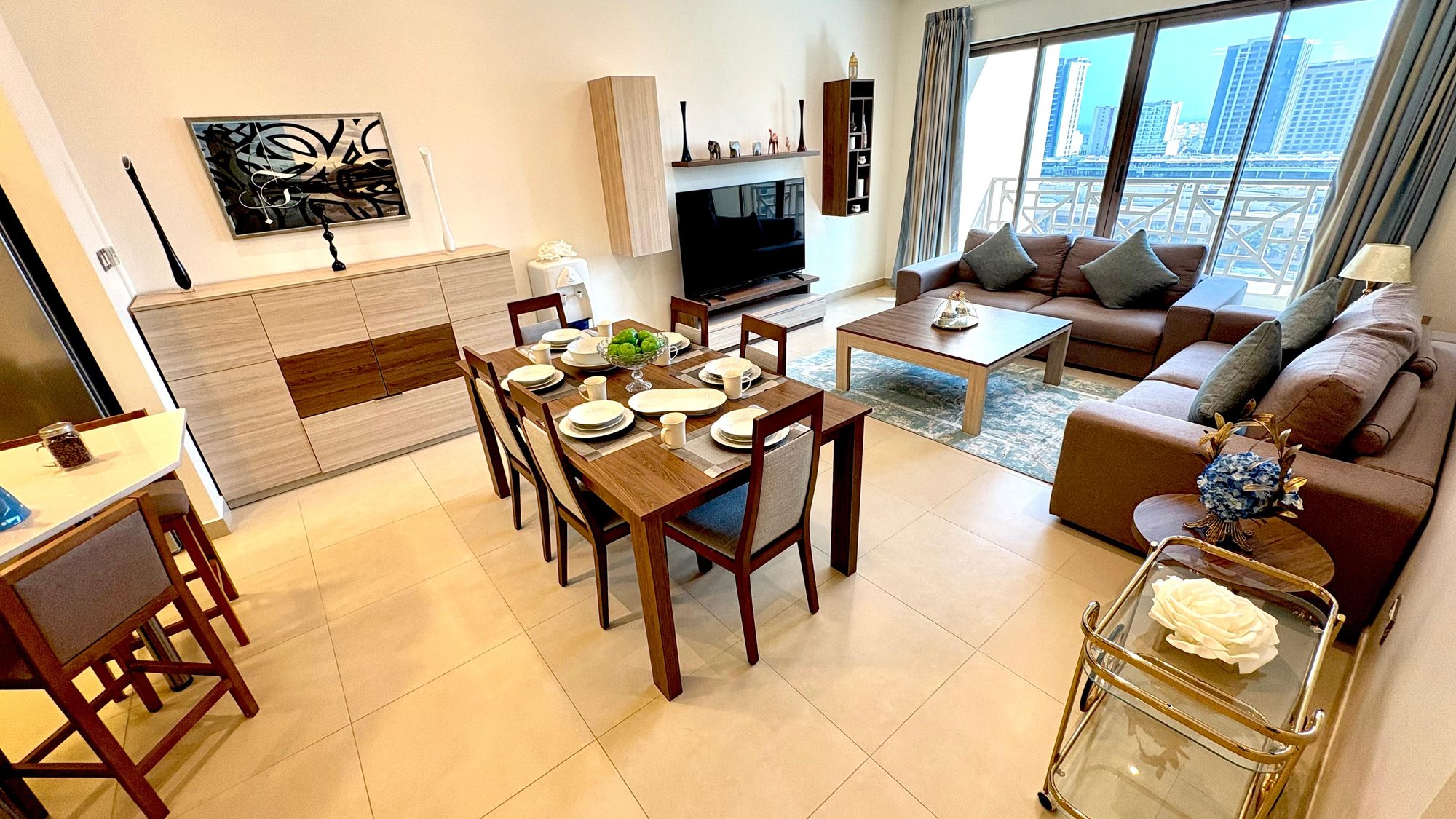 Three-Bedroom Apartment with Private Balcony and Pool
