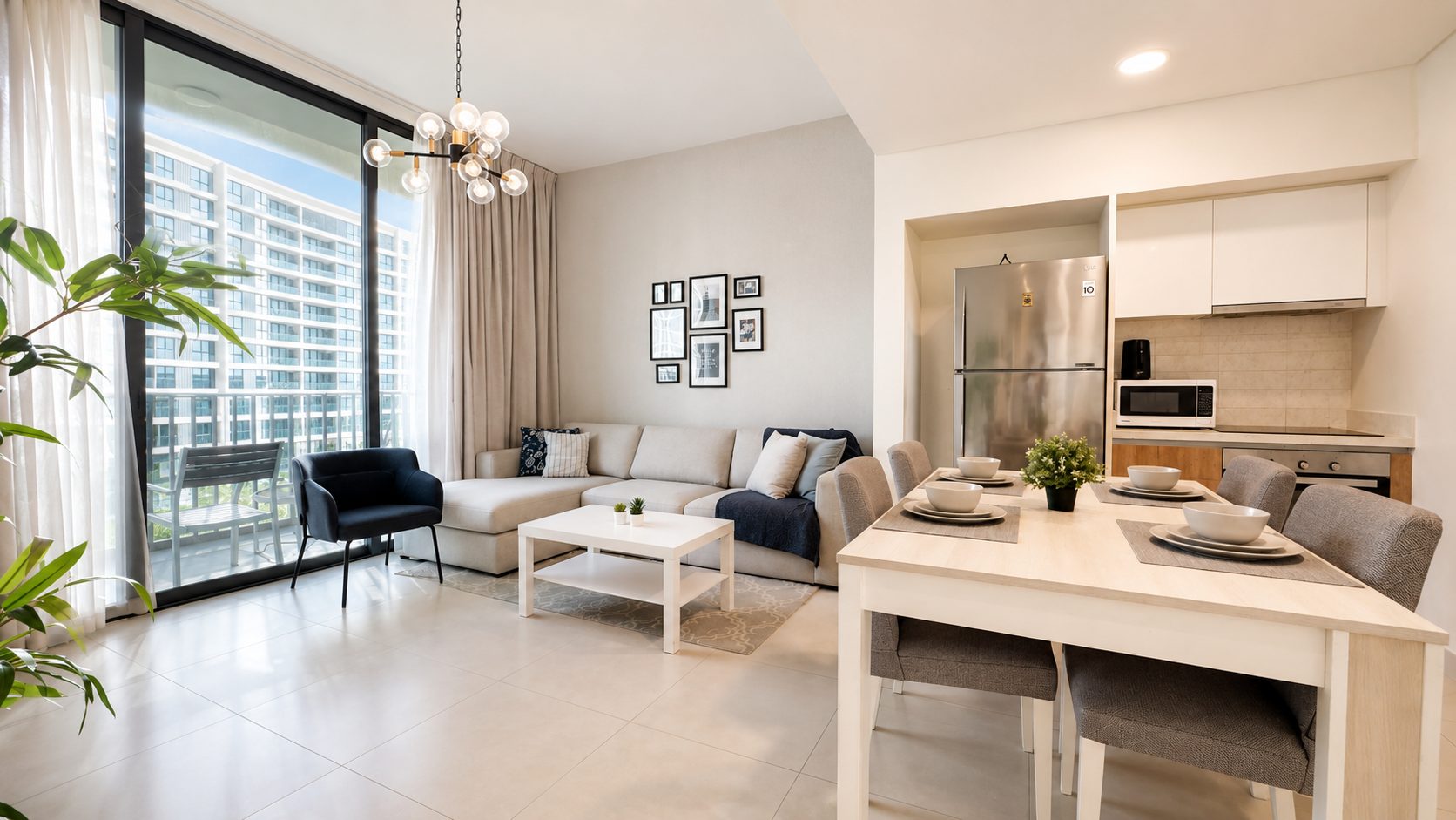Two-bedroom apartment with pool and gym access